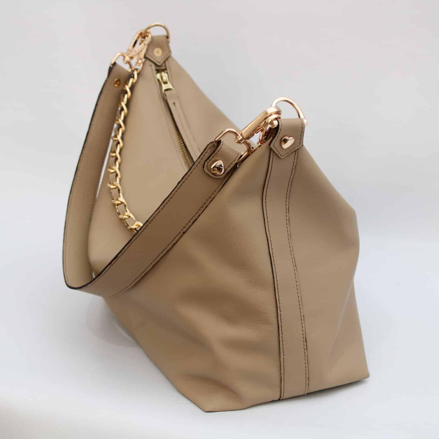 Cartera de cuero ovino beige
